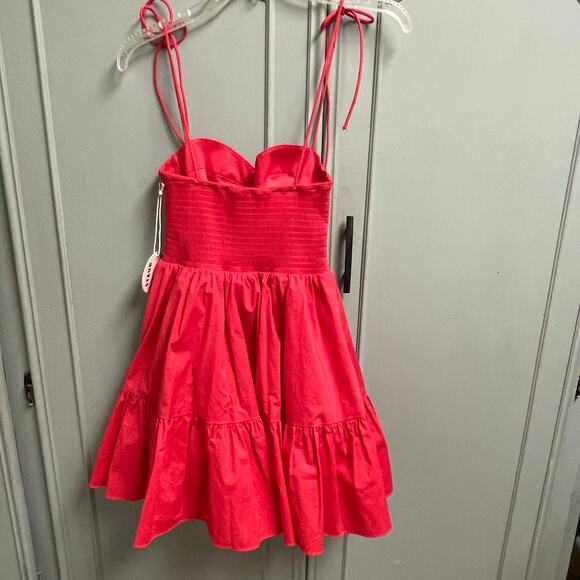 Staud NEW Mini Landry Dress Size Small Hibiscus Mini $295 Smocked Party - Picture 6 of 8